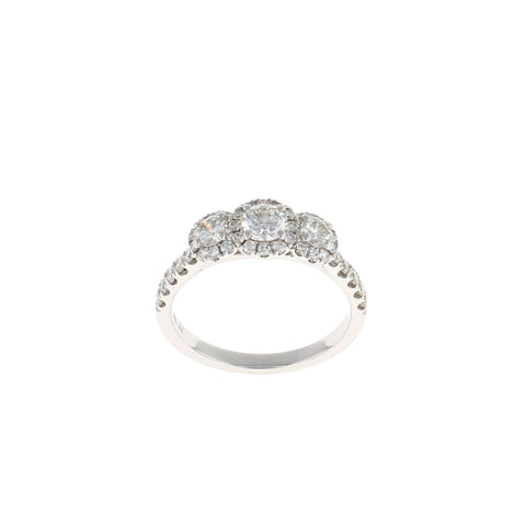 Three Stone Halo Complete Engagement Ring (1.01CTW)