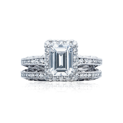 Tacori 18k White Gold White Gold Reverse Crescent  Engagement Ring Setting  (0.51 CTW)