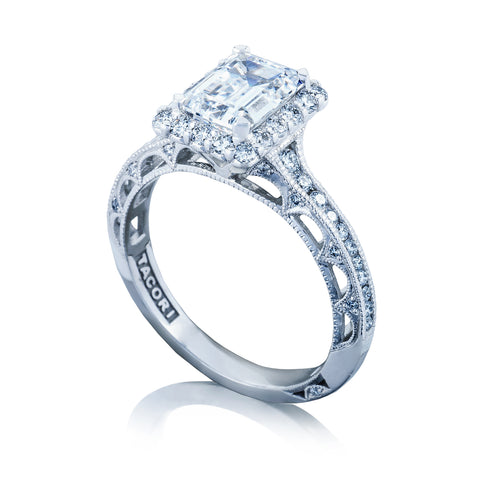 Tacori 18k White Gold White Gold Reverse Crescent  Engagement Ring Setting  (0.51 CTW)
