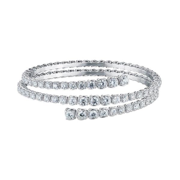 A Link Abbracci 8.06 ctw 18K White Gold 3 Row Diamond Bypass Bracelet