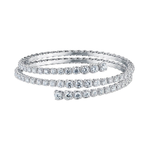 A Link Abbracci 8.06 ctw 18K White Gold 3 Row Diamond Bypass Bracelet