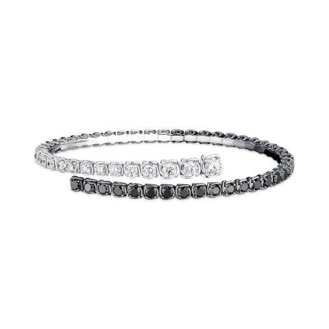 A Link Abbracci 4.63 ctw Black & White Diamond Bypass 18K White Gold Bracelet