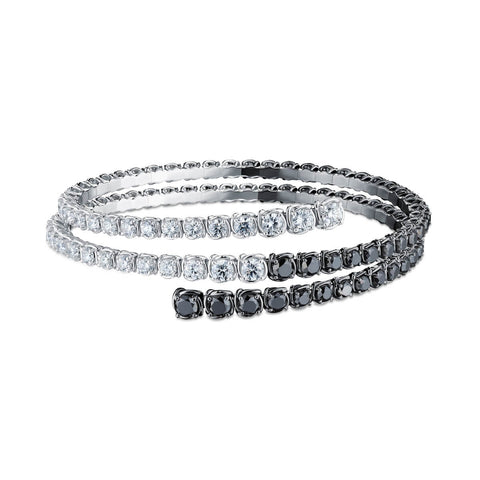 A Link Abbracci 8 ctw White & Black Diamond 18K Gold 3 Row Bypass Bracelet