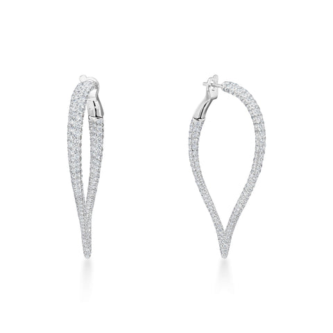 A Link Abbracci 7.25ctw Inside/Out Pave Diamond Flame Hoops 18K Gold