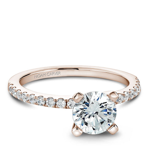 Noam Carver Rose Gold Peg Head Semi Mount Diamond Solitaire Engagement Ring setting (0.28 CTW)