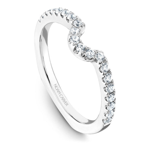 Noam Carver White Gold Diamond Engagement Ring Setting with Oval Center Stone and Halo (0.57 CTW)