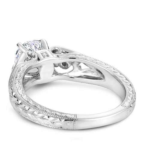 Noam Carver White Gold Carved Vintage Shank Engagement Ring Setting (0.04 CTW)