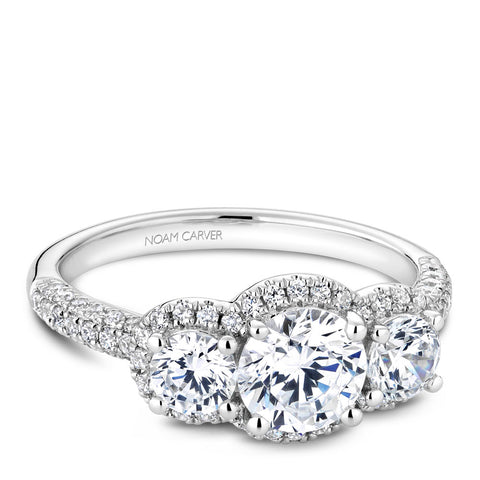 Noam Carver White Gold 3-Stone Diamond Engagement Ring Setting (0.99 CTW)
