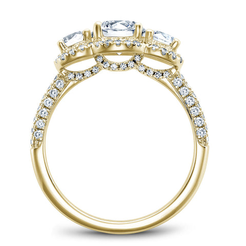 Noam Carver Yellow Gold 3-Stone Diamond Engagement Ring Setting (0.99 CTW)