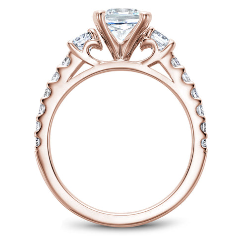 Noam Carver Rose Gold 3-Stone Diamond Engagement Ring Setting (0.70 CTW)