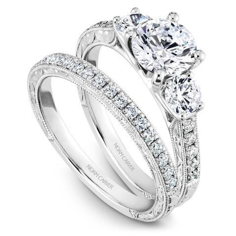 Noam Carver White Gold 3-Stone Diamond Engagement Ring Setting (0.66 CTW)