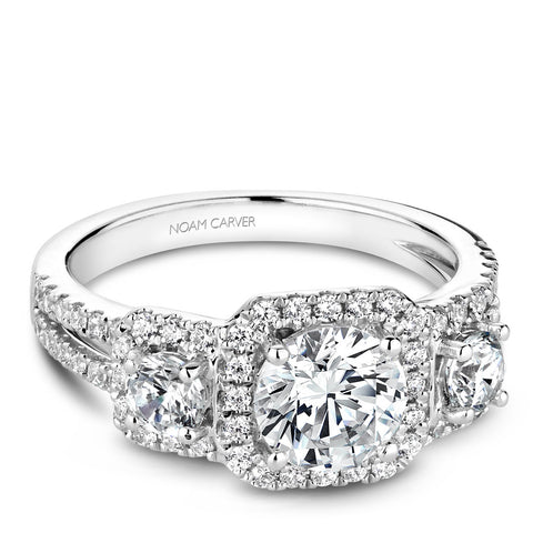 Noam Carver White Gold 3-Stone Diamond Engagement Ring Setting (0.85 CTW)