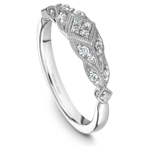 Noam Carver White Gold Milgrain Bezel Vintage Diamond Engagement Ring Setting (0.15 CTW)
