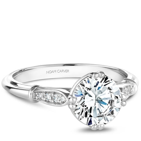Noam Carver White Gold Vintage Diamond Engagement Ring Setting (0.06 CTW)