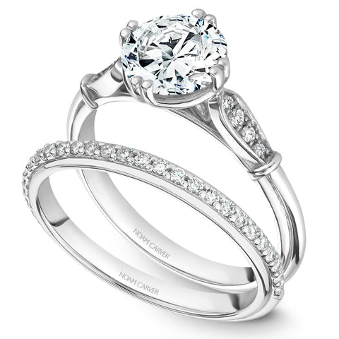 Noam Carver White Gold Vintage Diamond Engagement Ring Setting (0.06 CTW)