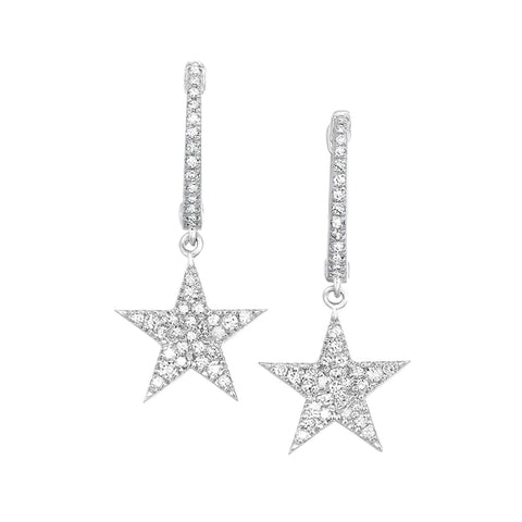 White Gold Diamond Fashion Dangle Earrings 1/4ctw