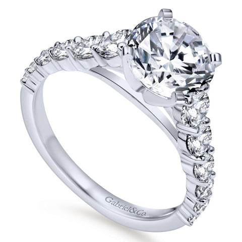Gabriel Bridal Collection White Gold Diamond Graduating Diamond Accent with Straight Cathedral Setting Engagement Ring (1 ctw)