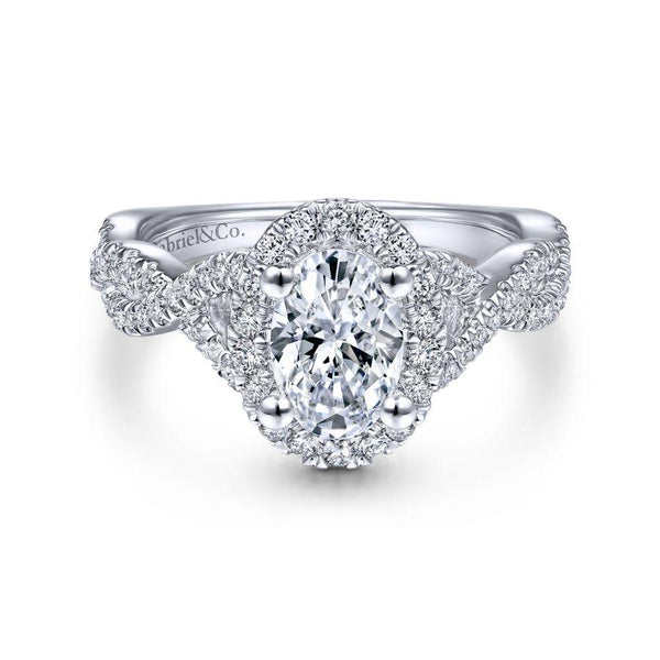Gabriel Contemporary Collection White Gold Halo Engagement Ring (0.42 CTW)