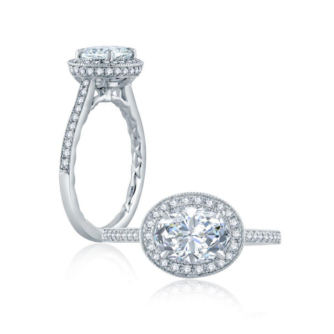 A.JAFFE Art Deco Oval Diamond Engagement Ring Setting (0.36 ctw)