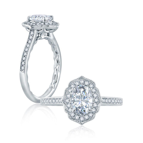 A.JAFFE Seasons of Love Oval Diamond Engagement Ring Setting (0.20 ctw)