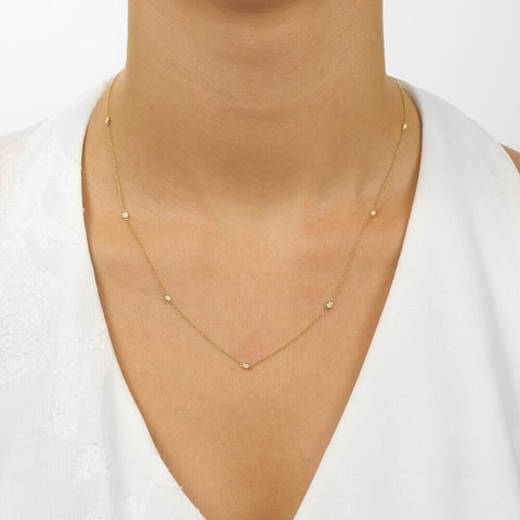 14K Gold Diamonds By The Yard Bezel Diamond Necklace (0.25, 0.50, 0.75, 1.00, 1.50 or 2.00CTW)