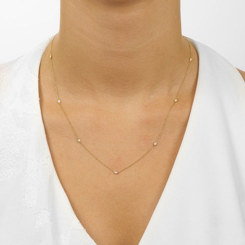 14K Gold Diamonds By The Yard Bezel Diamond Necklace (0.25, 0.50, 0.75, 1.00, 1.50 or 2.00CTW)