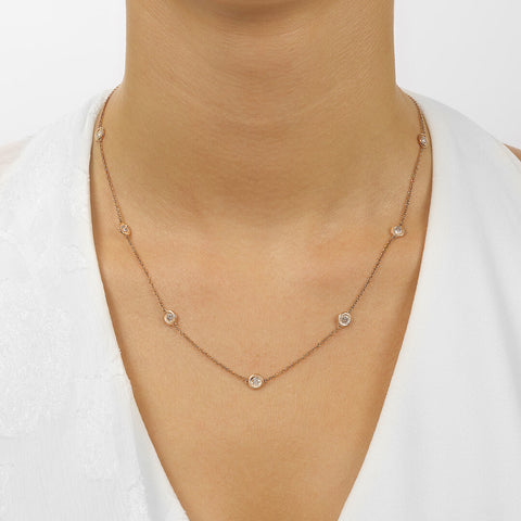 14K Gold Diamonds By The Yard Bezel Diamond Necklace (0.25, 0.50, 0.75, 1.00, 1.50 or 2.00CTW)
