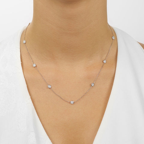 14K Gold Diamonds By The Yard Bezel Diamond Necklace (0.25, 0.50, 0.75, 1.00, 1.50 or 2.00CTW)