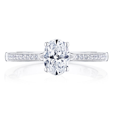 Tacori 14k White Gold Coastal Crescent Collection Classic Engagement Ring Setting 0.14CTW