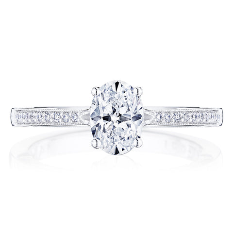 Tacori 14k White Gold Coastal Crescent Collection Classic Engagement Ring Setting 0.14CTW