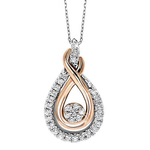 Diamond ROL Rhythm Of Love Cluster Love Knot Pendant In Sterling Silver (1/6 Ctw)