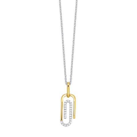 Gold Diamond Paperclip Pendant 1/10ctw
