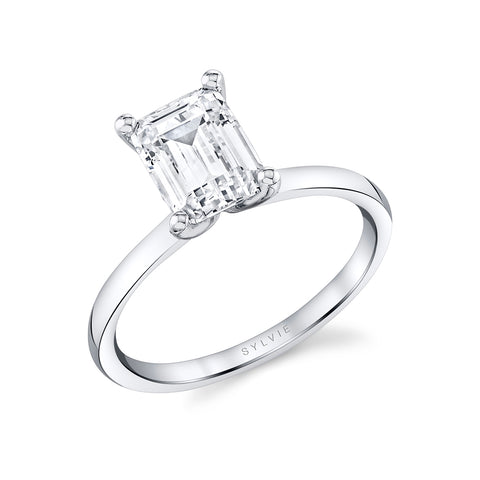 Sylvie Dominique Emerald or Round Solitaire Engagement Ring Setting