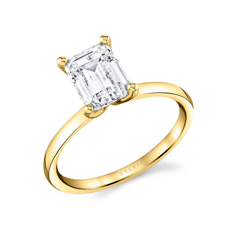 Sylvie Dominique Emerald or Round Solitaire Engagement Ring Setting
