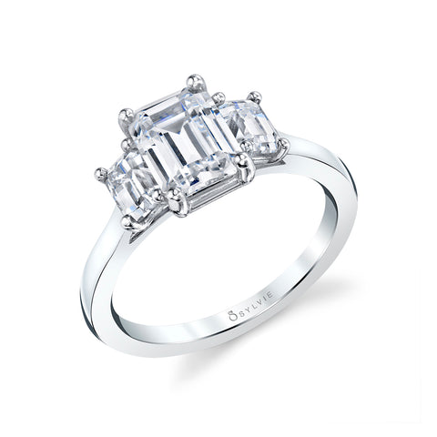 Sylvie Gigi Emerald Three Stone Engagement Ring Setting