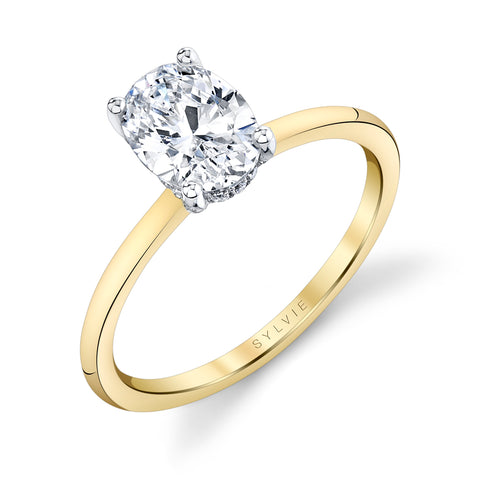 Sylvie Melany Oval Hidden Halo Engagement Ring Setting