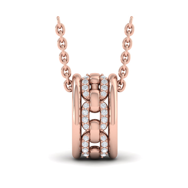 Vlora Reina 14K Reverse Channel Set Link with Diamonds Pendant Necklace (0.1CTW)