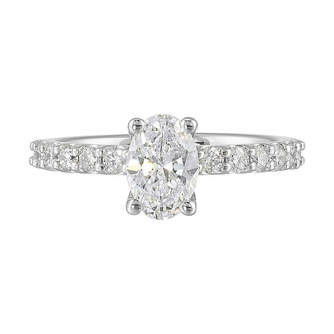 14Kt White Semi Mount 3/8Ctw For 1Ctw Oval Center