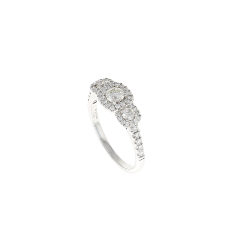 Three Stone Halo Complete Engagement Ring (.46CTW)
