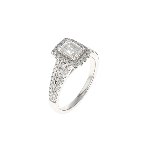 Emerald Cut Halo Complete Engagement Ring (1.31CTW)