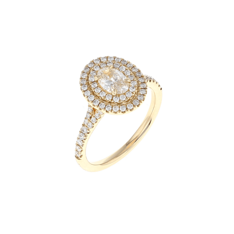 Oval Double Halo Complete Engagement Ring (0.94CTW)