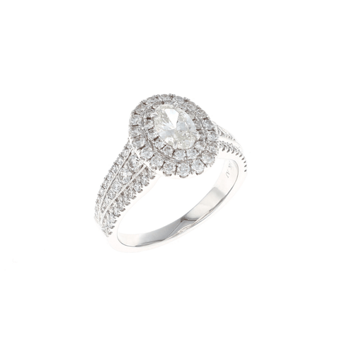 Oval Double Halo Complete Engagement Ring (1.43CTW)