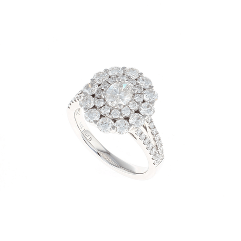 Oval Double Halo Complete Engagement Ring (2.09CTW)