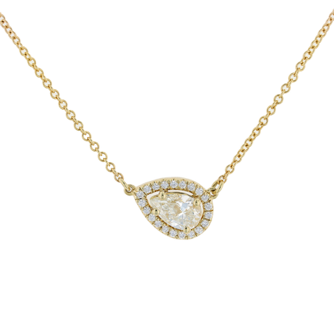 Zeghani 14k Gold Pear Halo Station Pendant