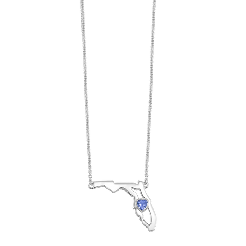 Sterling Silver Synthetic Alexandrite Heart in Florida Necklace